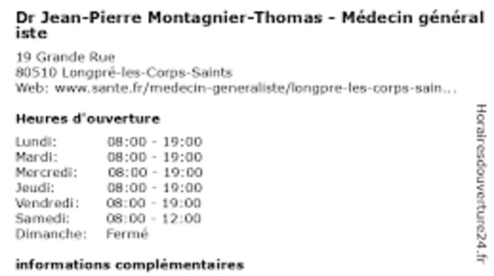 Dr Jean-Pierre MONTAGNIER-THOMAS médecin à Longpré-les-Corps-Saints