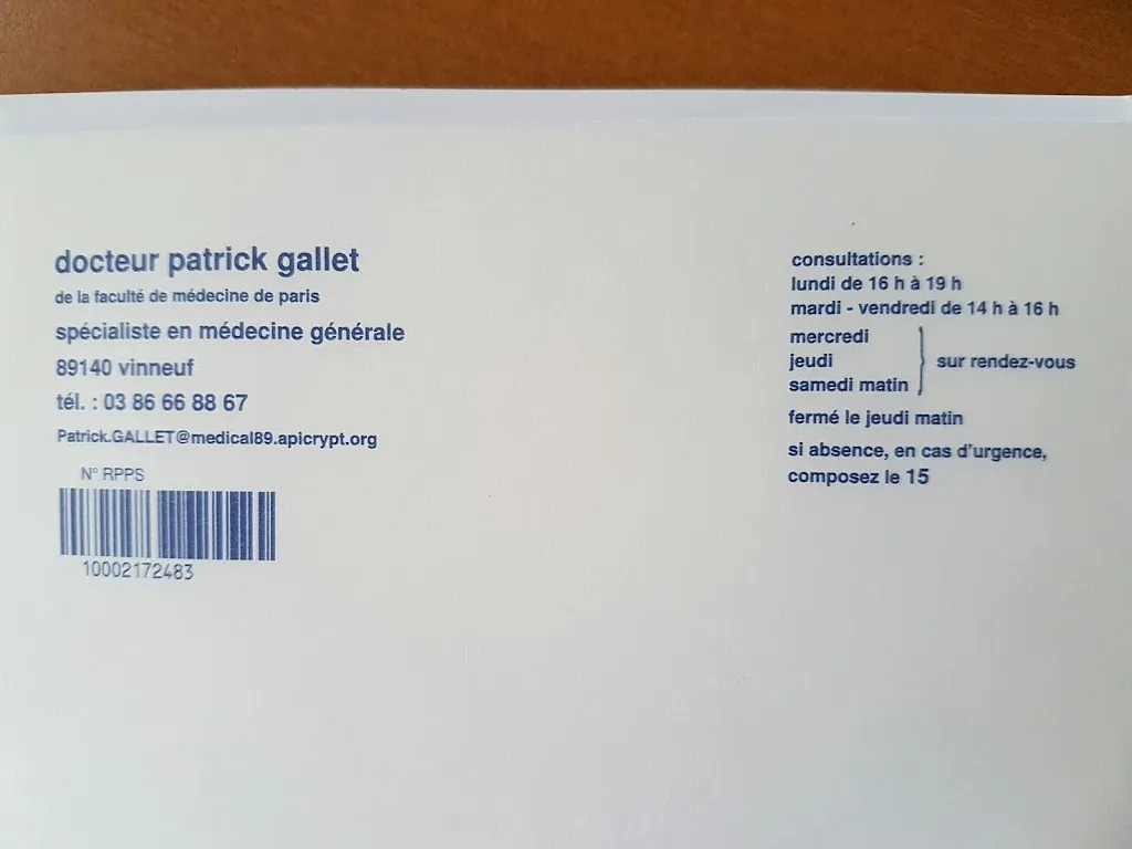 Gallet Patrick Arzt in Courlon-sur-Yonne