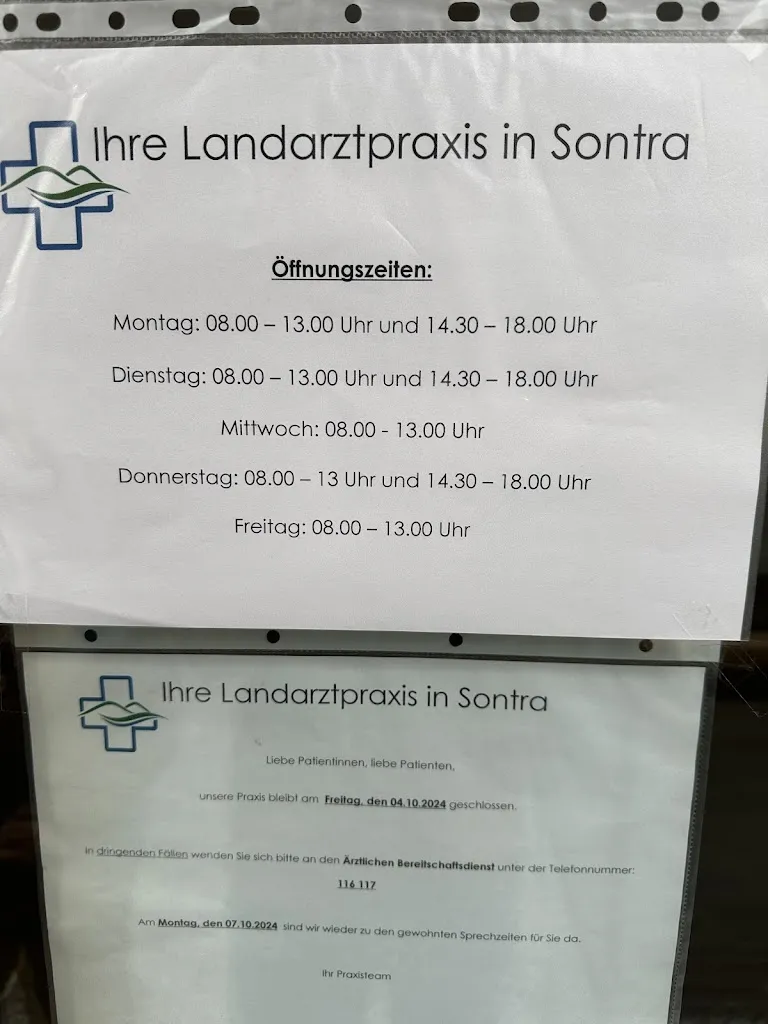 Ihre Landarztpraxis in Sontra, Dr. med. G. Hünermund & J. Wendt, Dr. B. Weishaar, Dr. T. Meister medico a Nentershausen