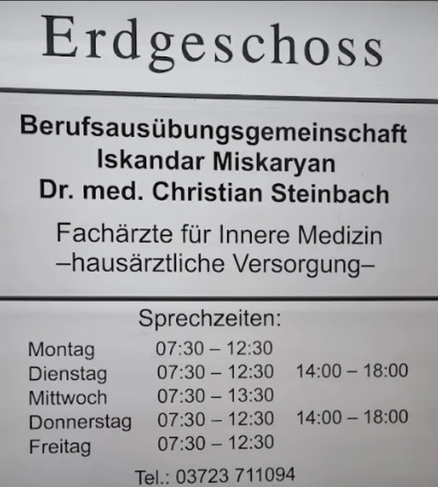 Dr. med. Christian Steinbach & Iskandar Miskaryan - Berufsausübungsgemeinschaft doctor in Hartenstein